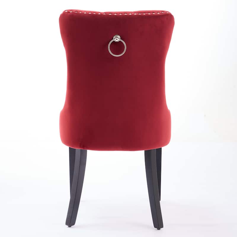 Velvet Dining Chairs Set of 2, Tufted Upholstered Accent Chairs, Dining Chair with Nailhead Trim and Solid Wood Legs