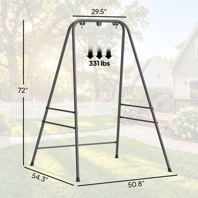 Outsunny Hammock Chair Stand, Free Standing Heavy Duty Hanging Swing Chair with Anti-Slip Foot Pads, 2 Carabiners