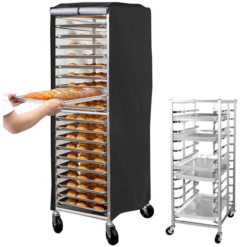 20-tier Sheet Pan Rack Cover Commercial Bakery Racks Cover -Black,23" L x 28" W x 64" H - 23x28x64"