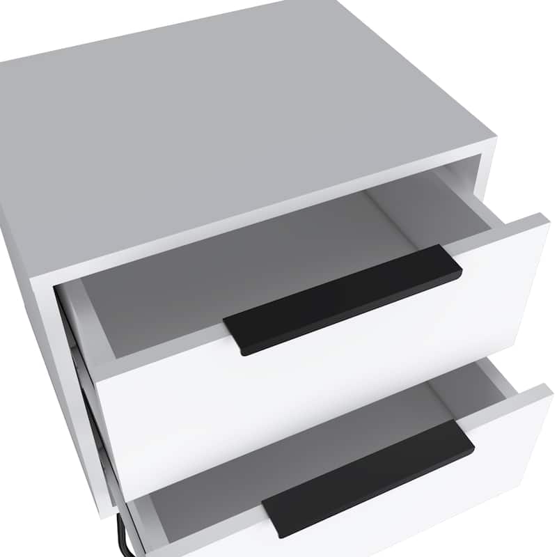 Nightstand 22" H, Four hairpin legs, Two Drawers,Modern Simple Style