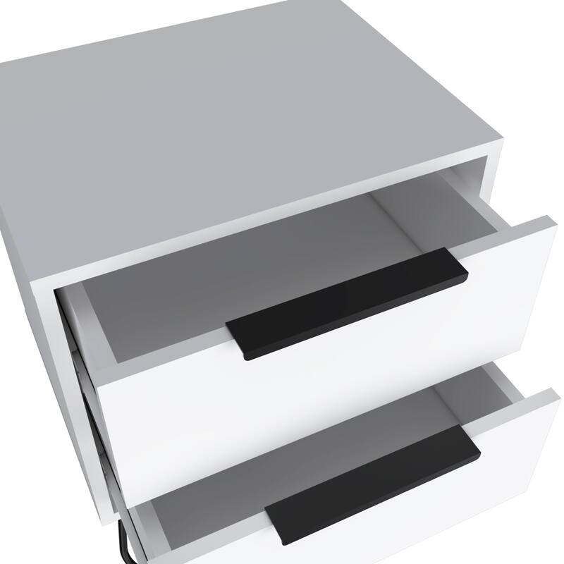 Nightstand Skyoner 2, Harpin Legs, Two Drawers, Black Wengue Finish