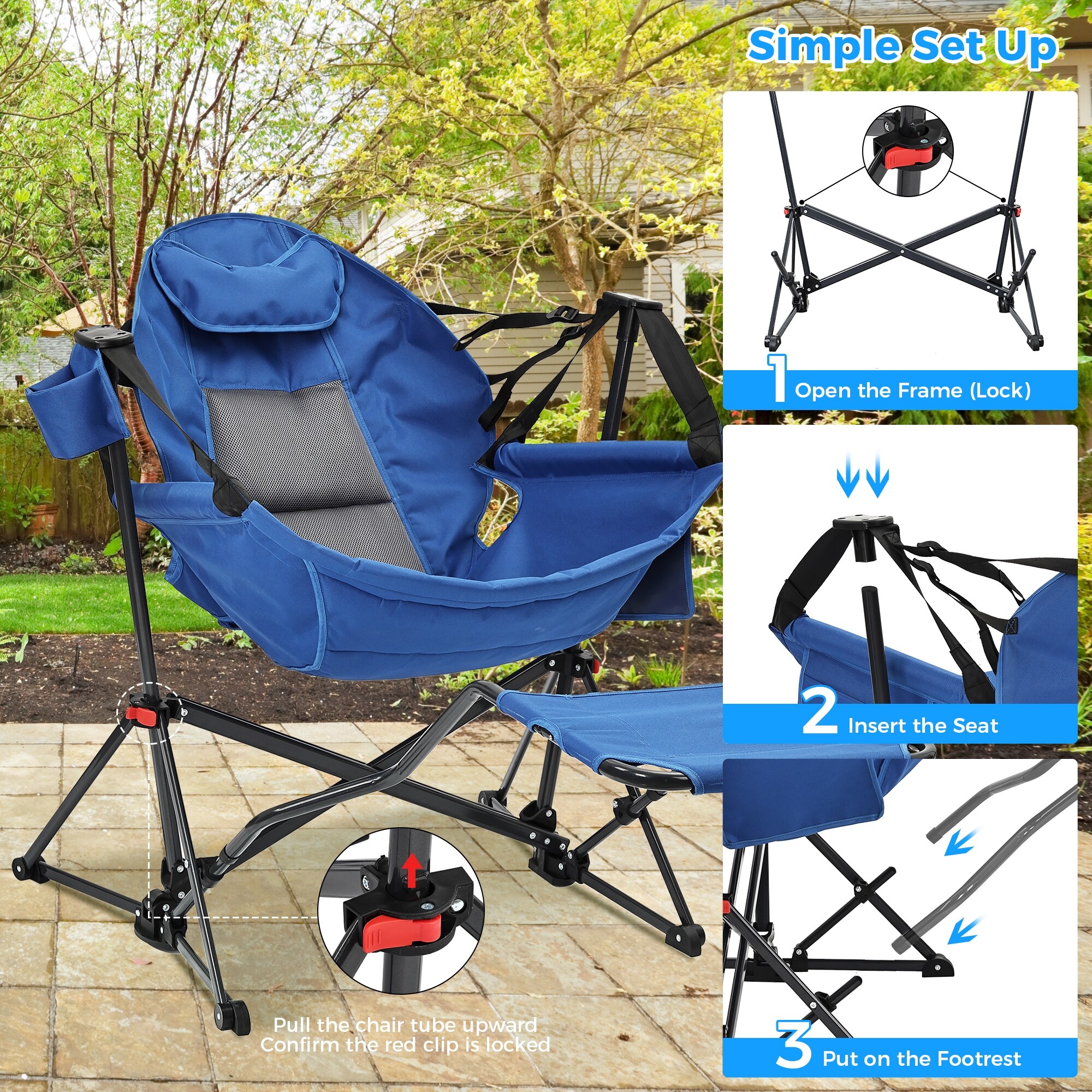 Hammock Camping Chair with Footrest, Outside Foldable Portable