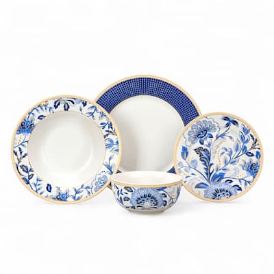 STP Goods Melody of Flowers Bone China Dinnerware Set of 24 for 6 - Set of 24