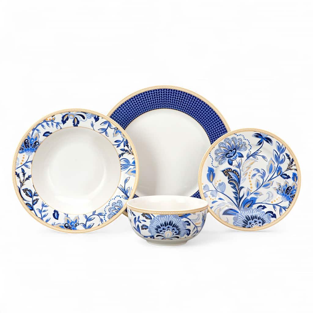 STP Goods Melody of Flowers Bone China Dinnerware Set of 24 for 6 - Set of 24