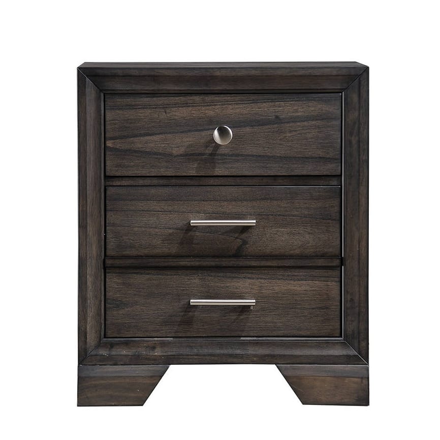 Wooden Nightstand with 3 Drawers