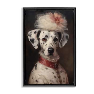 Stupell Dalmatian with Fancy Hat Portrait Framed Floater Canvas Wall Art Design By Wumples