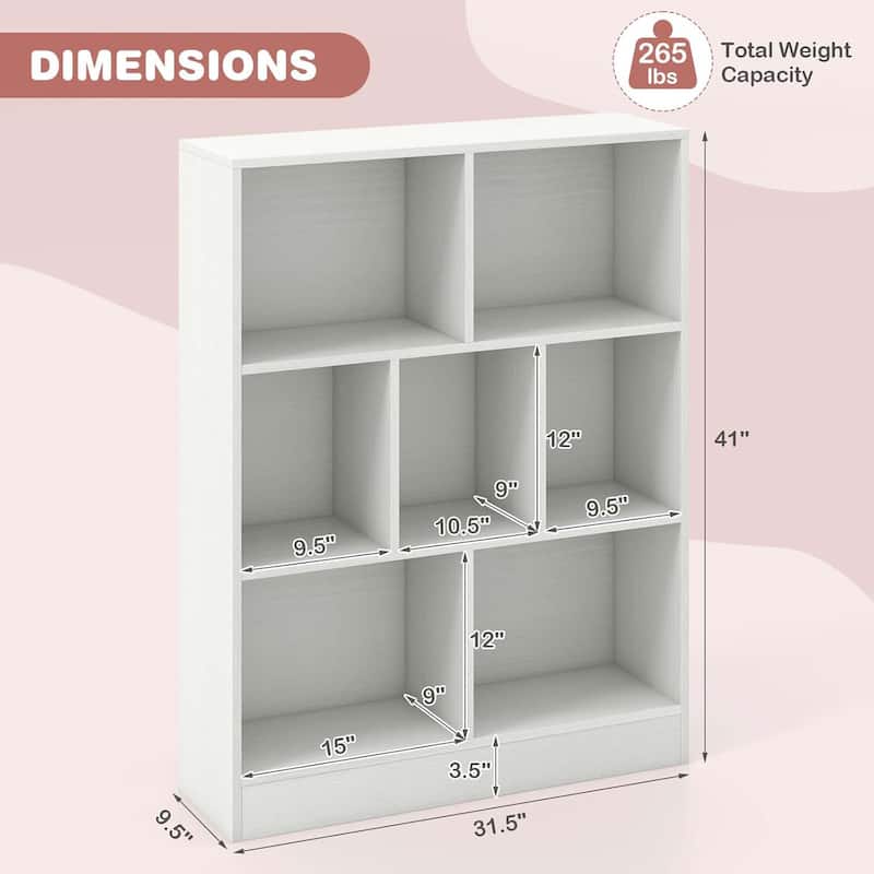 Kids Toy Storage Organizer 7-Section Wooden Floor Storage Cabinet