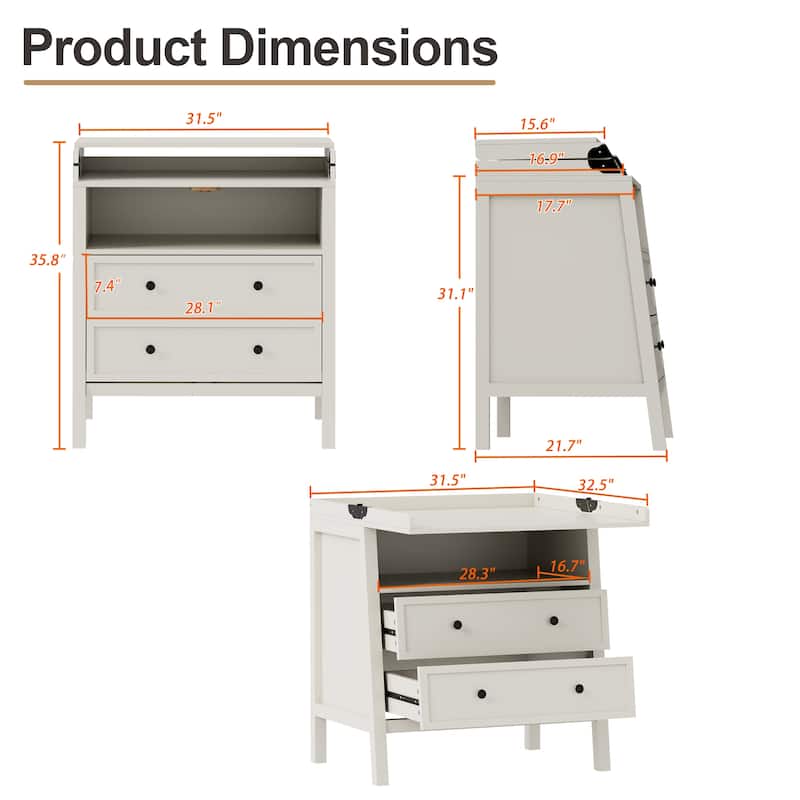 Baby Changing Table Multi-Functional 2 Drawer Dresser