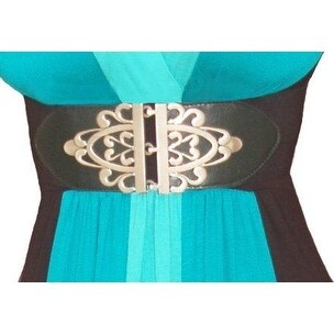 Funfash Plus Size Gothic Cinch Belt Brushed Silver Buckle Stretch Elastic Belt