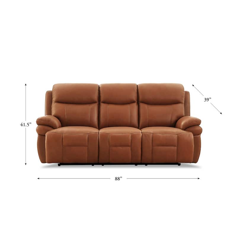Hydeline Springdale Zero Gravity Power Recline and Headrest Top Grain Leather Sofa