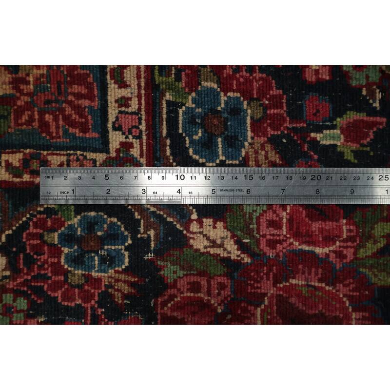 Hand Knotted Oriental 100% Wool Carpet Traditional Floral Red Shahbaft Area Rug - 18' 4'' X 9' 1''