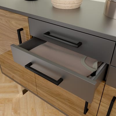 15 Pack Modern Square Stainless Steel Cabinet Drawer and Kitchen Black Pulls by Villar Home Designs