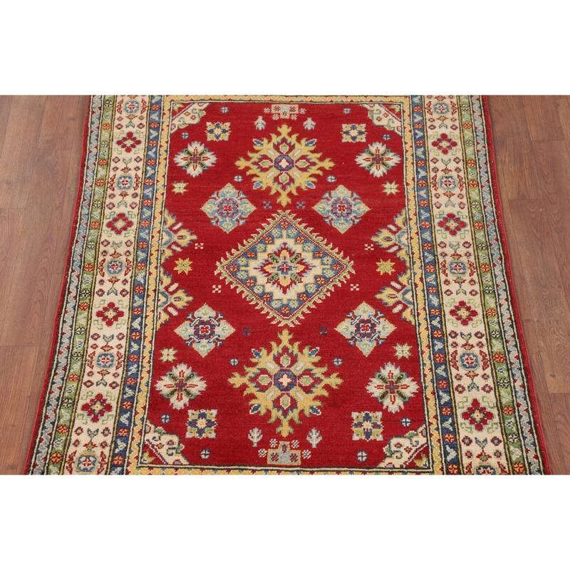 Red Kazak Accent Rug Handmade Wool Carpet - 3'4" x 5'2"