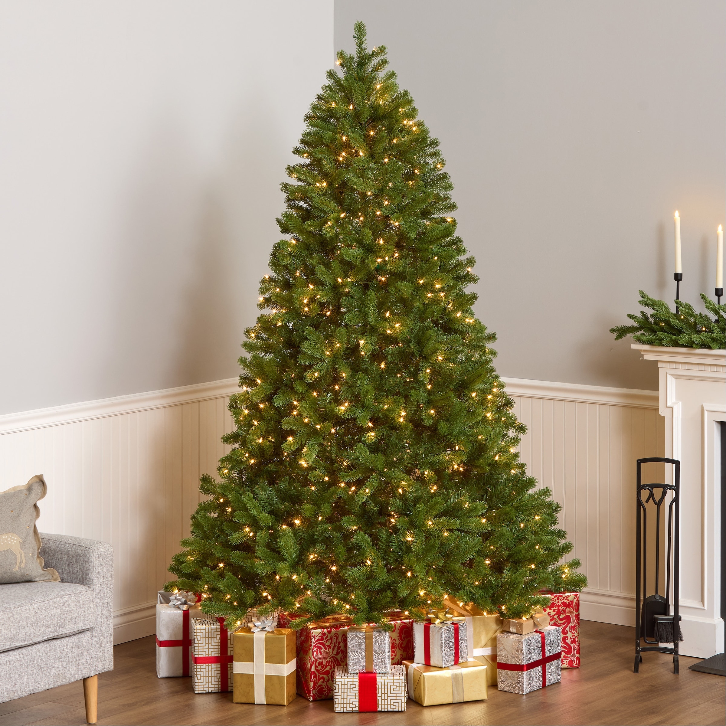 National Tree Company 7.5 ft Pre-Lit Downswept Douglas Fir Full Artificial Christmas Tree, 750 Clear Lights, - 7.5 Foot
