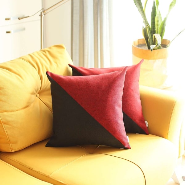Set Of 2 Red And Black Diagonal Pillow Covers Set Of 2 Red And Black Diagonal Pillow Covers