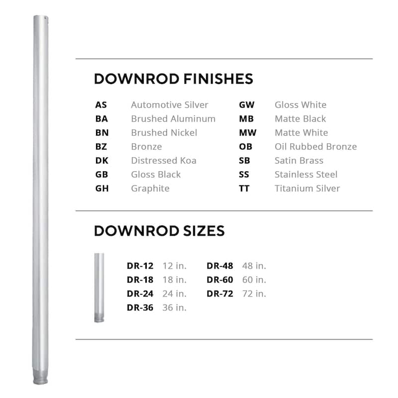 Fan Downrods Brushed Aluminum - Brushed Aluminum - 12