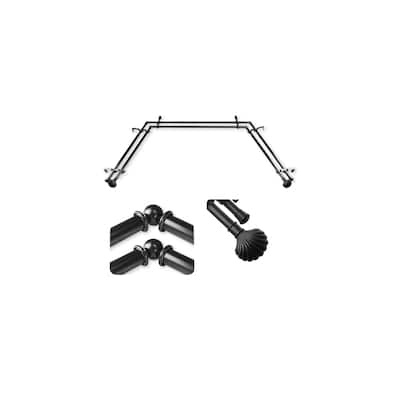 Vintage Curtain Rods & Hardware Set - Adjustable Rods with Decorative Finials - Black Home Decor - M