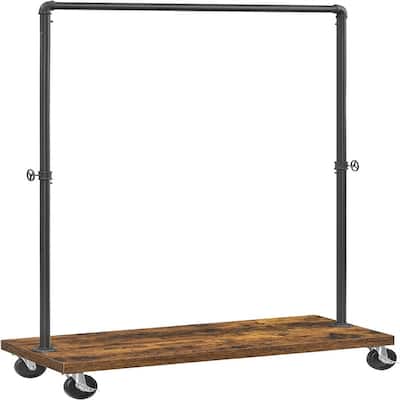 Industrial Pipe Style Rolling Garment Rack with Shelf - 15.1"D x 41.1"W x 63.8"H
