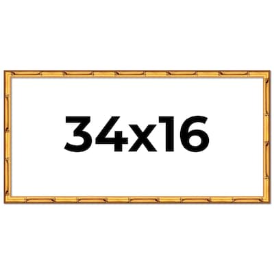 34x16 Frame Gold Bamboo Picture Frame Modern Photo Frame Includes UV Acrylic Shatter Guard Front Acid Free Foam Backing Board