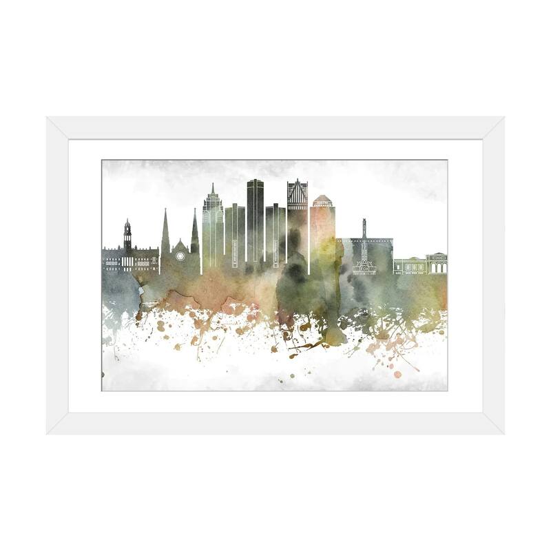 iCanvas "Detroit Skyline" by WallDecorAddict - White - 24x32x1