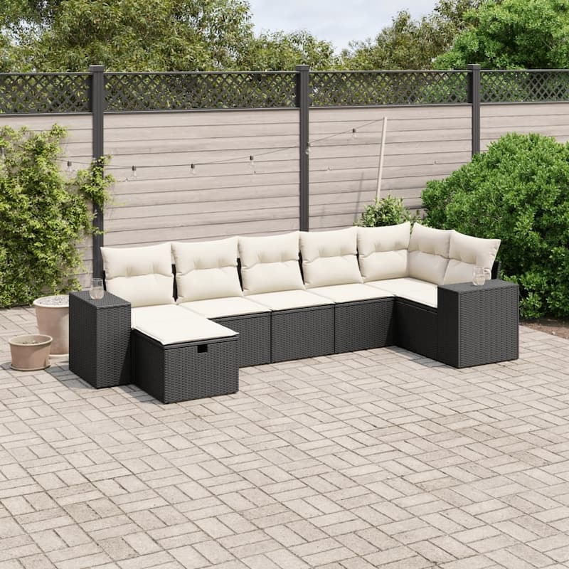 vidaXL Garden Sofa Set - Black and cream
