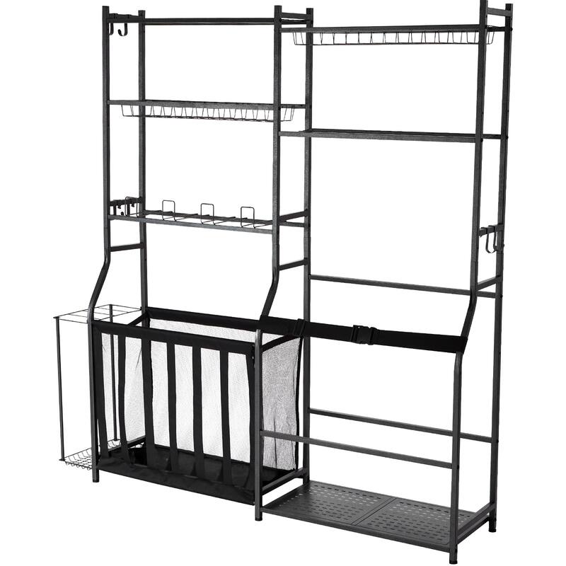 Golf Storage Garage Organizer Outdoor Sport Gear and Toy Storage with Baskets & Hooks - no 2 golf bags + storage baskets