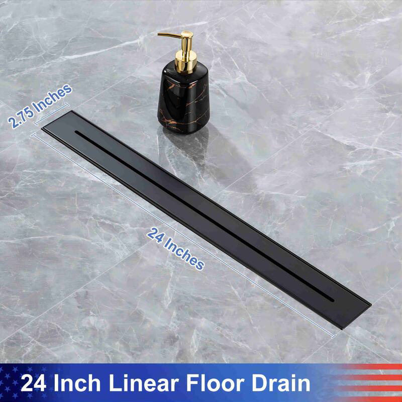 24'' W Linear Grid Drain, Matte Black
