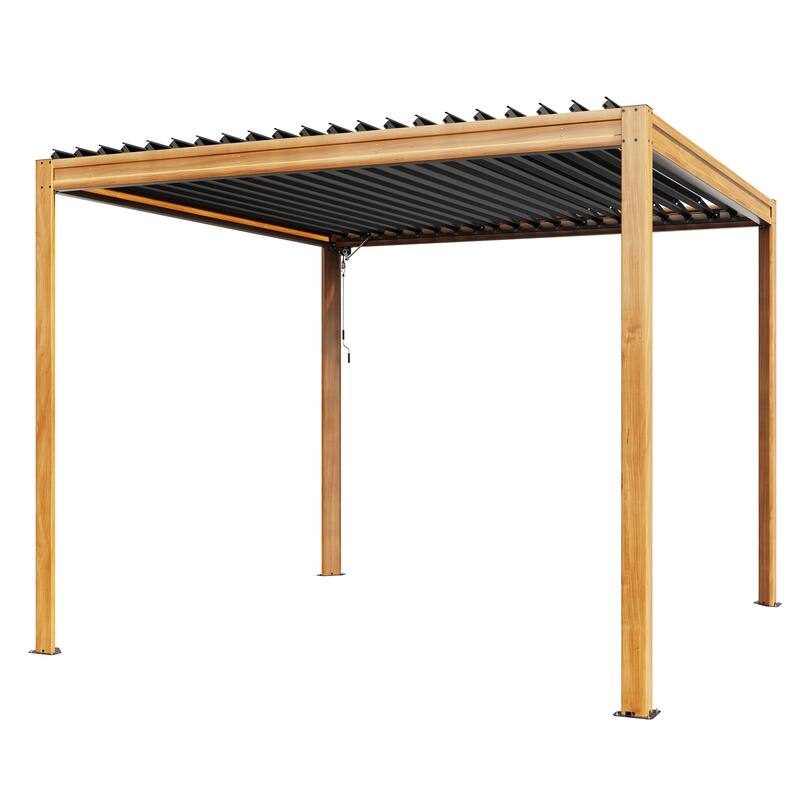 10 x 10 ft Aluminum Louvered Pergola with Adjustable Roof