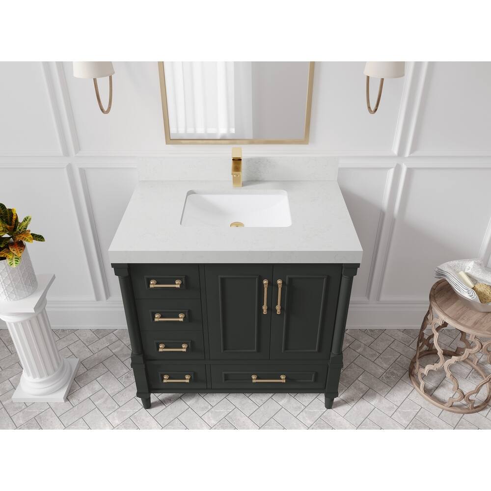 Willow Collections 36 in. W x 22 in. D Aberdeen Center Right Offset Sink Bathroom Vanity with Countertop