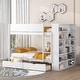preview thumbnail 14 of 24, Full over Full Size Bunk Bed with Stairs and Guardrail, Storage Captains Bed with Pull-out Drawers and Bookcase Cabinet Frame White - Full