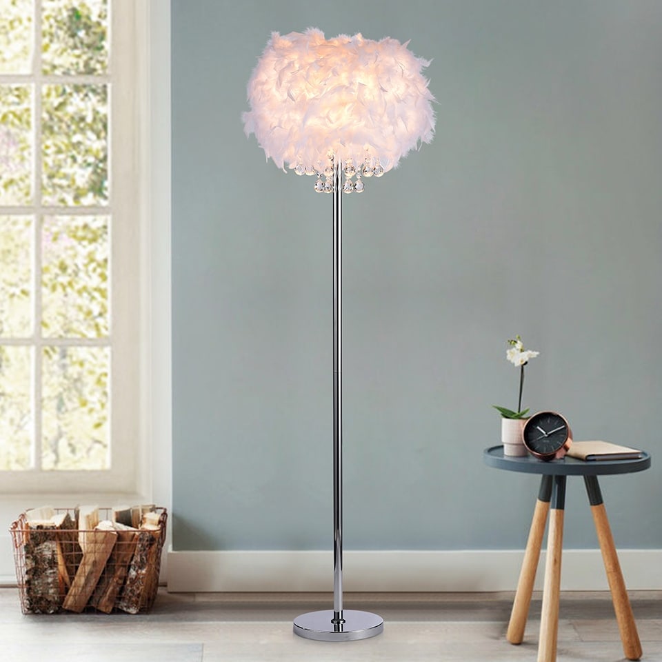Warehouse of Tiffany Mirjam Chrome Crystal 1 light Fancy Shade Floor Lamp