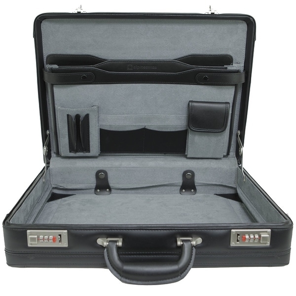 expandable leather attache briefcase