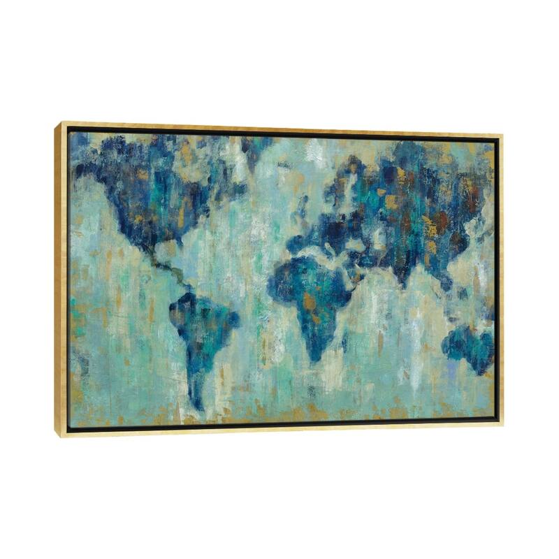 iCanvas "Map Of The World" by Silvia Vassileva Framed Canvas Print - Gold - 26x40