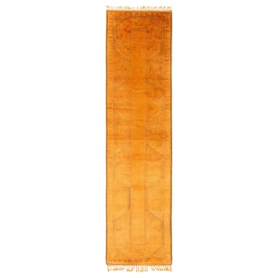 ECARPETGALLERY Hand-knotted Color Transition Gold Wool Rug - 2'5 x 9'7
