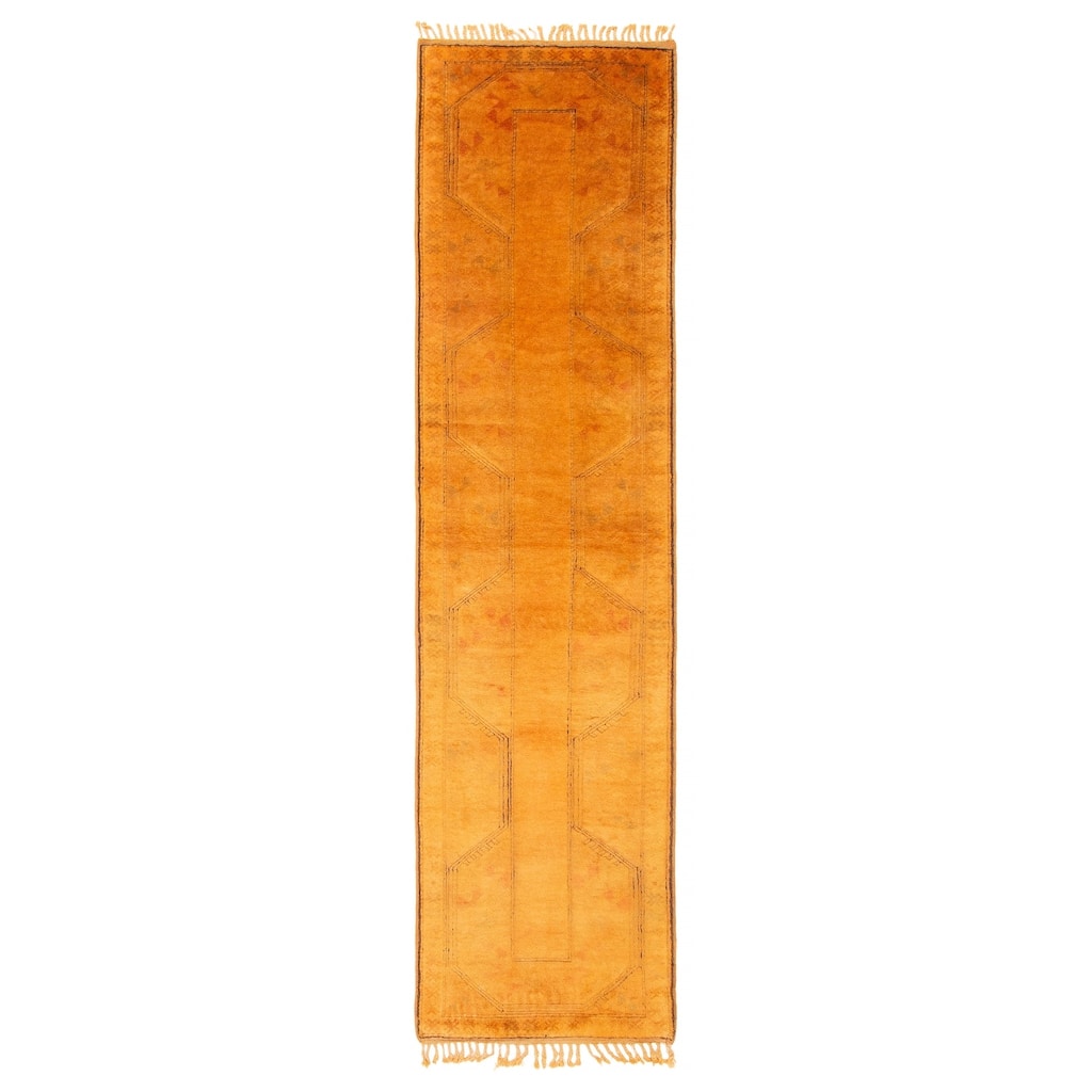 ECARPETGALLERY Hand-knotted Color Transition Gold Wool Rug - 2'5 x 9'7