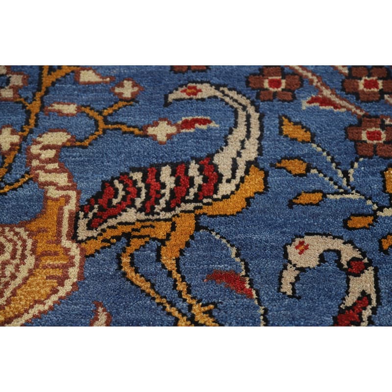 Hand Knotted Oriental 100% Wool Carpet Traditional All-Over Navy Blue & Blues Ziegler Area Rug - 13' 10'' X 9' 10''