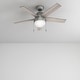 preview thumbnail 1 of 12, Hunter 46" Anslee Ceiling Fan with LED Light Kit and Pull Chain - Transitional, Contemporary Matte Silver