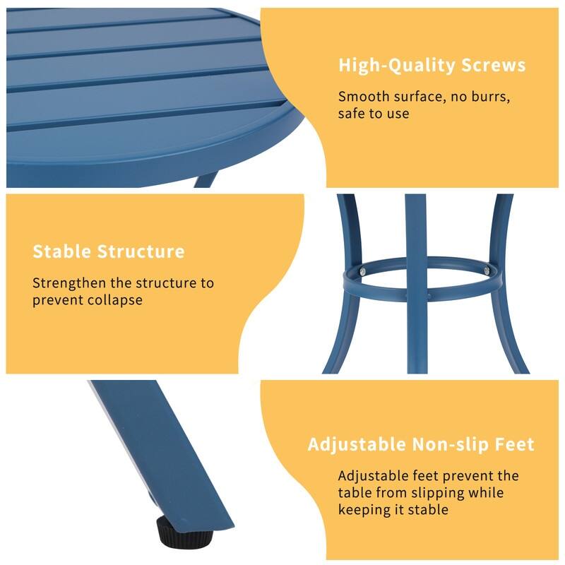 Metal Outdoor Round Side Table, Patio Coffee Bistro Table for Indoor Outdoor