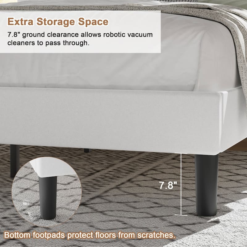 Javlergo Modern Upholstered Platform Bed Frame with Height Adjustable Tufted Headboard