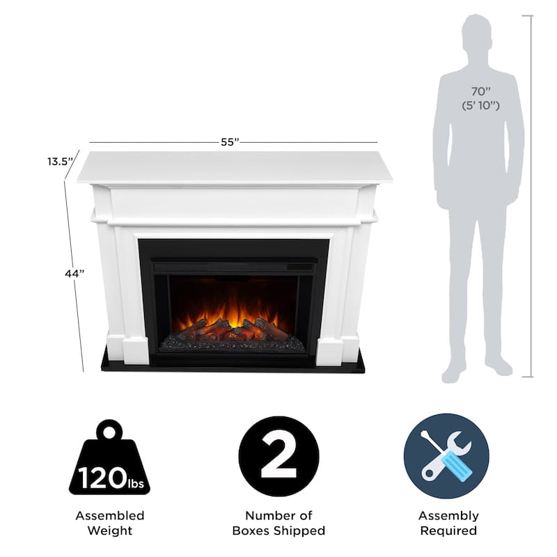 Harlan 55" Electric Grand Fireplace in White by Real Flame