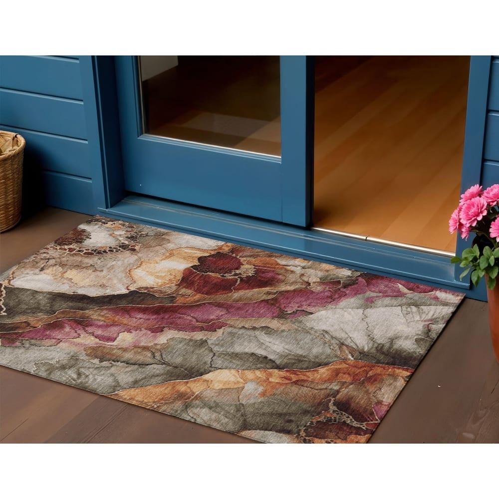 HomeRoots Floral Transitional Rectangle Outdoor Rug