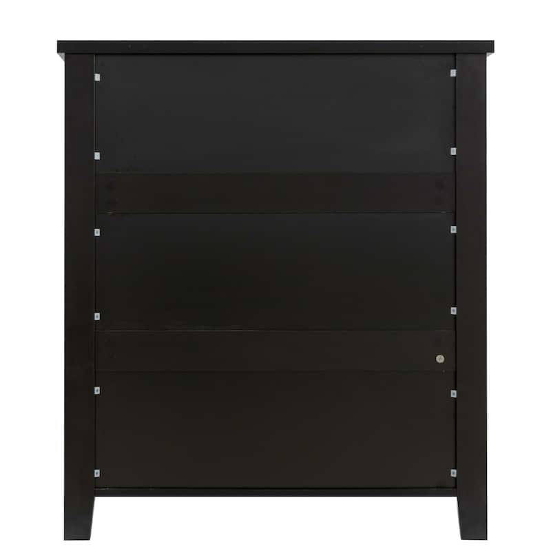 Modern Black Storage Solid Wood Retro Shell Handle Side Cabinet
