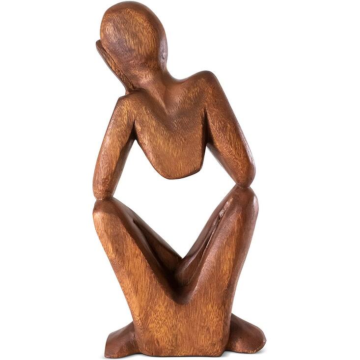 12" Wooden Handmade Abstract Sculpture Handcrafted "Sleeping Man" Home Decor Decorative Figurine Accent Decoration