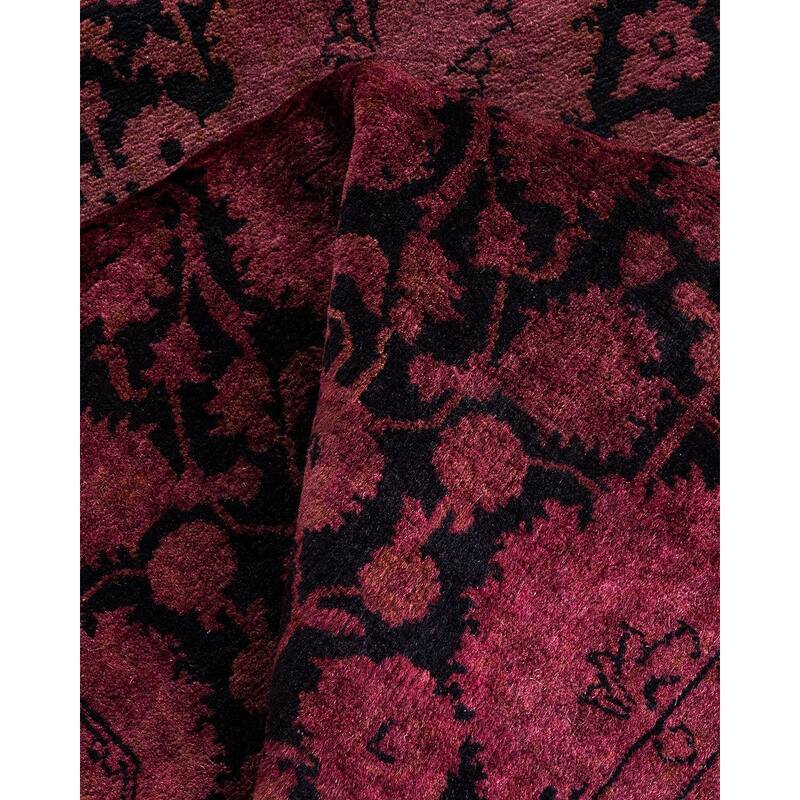Overton Hand Knotted Wool Vintage Inspired Modern Contemporary Overdyed Pink Runner Rug - 2' 7" x 12' 4"