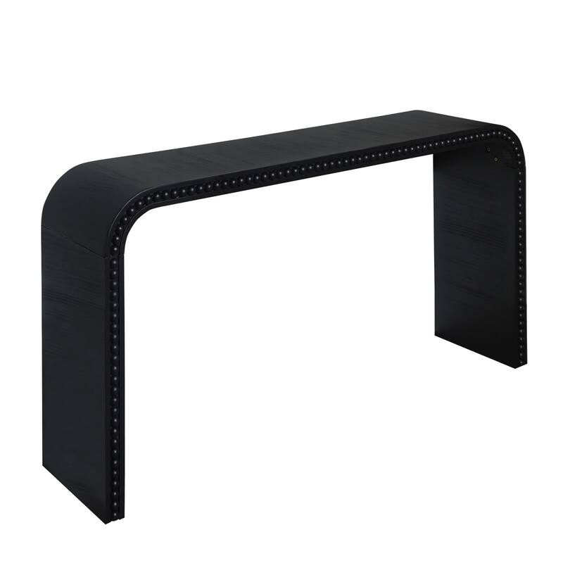 59" Black Wood Console Table with Wood Beads