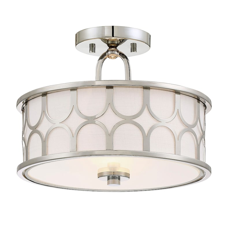 Meridian M60015 2 Light 13" Wide Semi-Flush Drum Ceiling Fixture - Polished Nickel