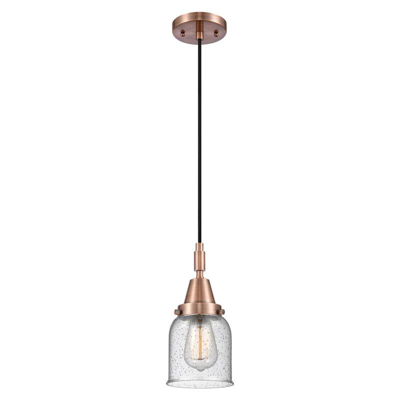 Innovations Lighting Downtown Urban - Caden Bell - 1 Light 5" Cord Hung Mini Pendant - Antique Copper/Seedy Shade