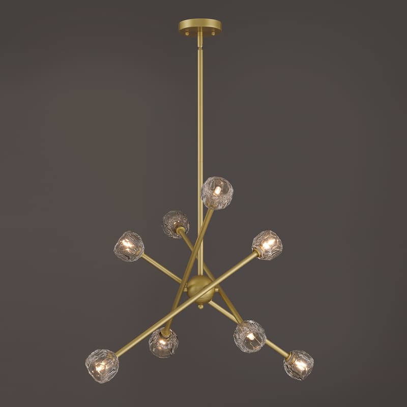 Acroma 8-light Modern Transitional Sputnik Gold Chandelier with Art Glass - 25.25 inches