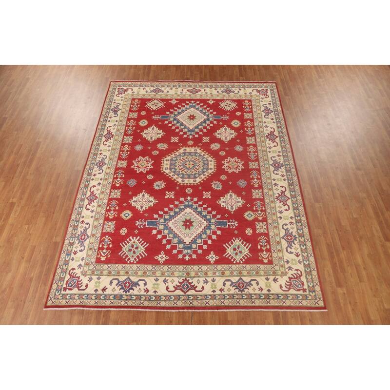 Red Kazak Area Rug Hand-Knotted Traditional Wool Carpet - 8'10"x 11'8"