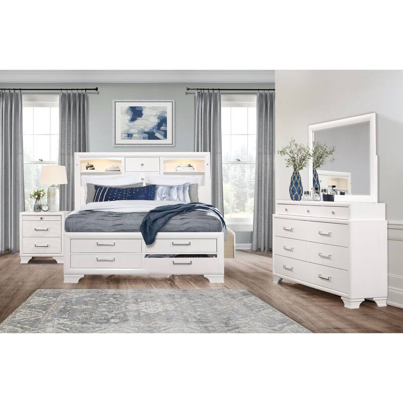 White Modern Nightstand with Dovetail Joints and Detachable Feet